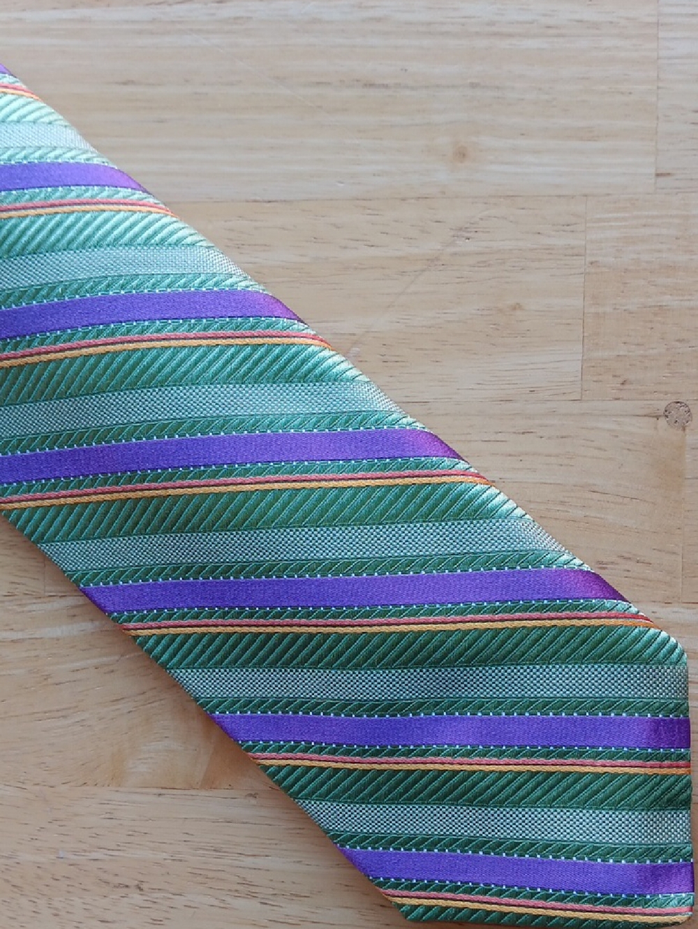 Robert Talbott Green, Purple, Orange, and Red Striped Men’s Tie